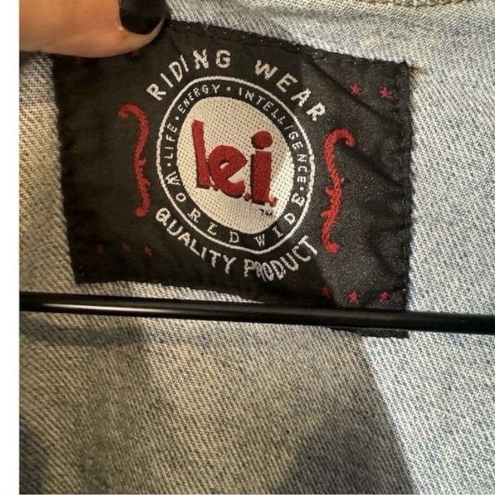 Vintage 90s L.E.I. Denim Jacket Light Wash Trucker Made in USA M Y2K‎ Grunge - Picture 7 of 13